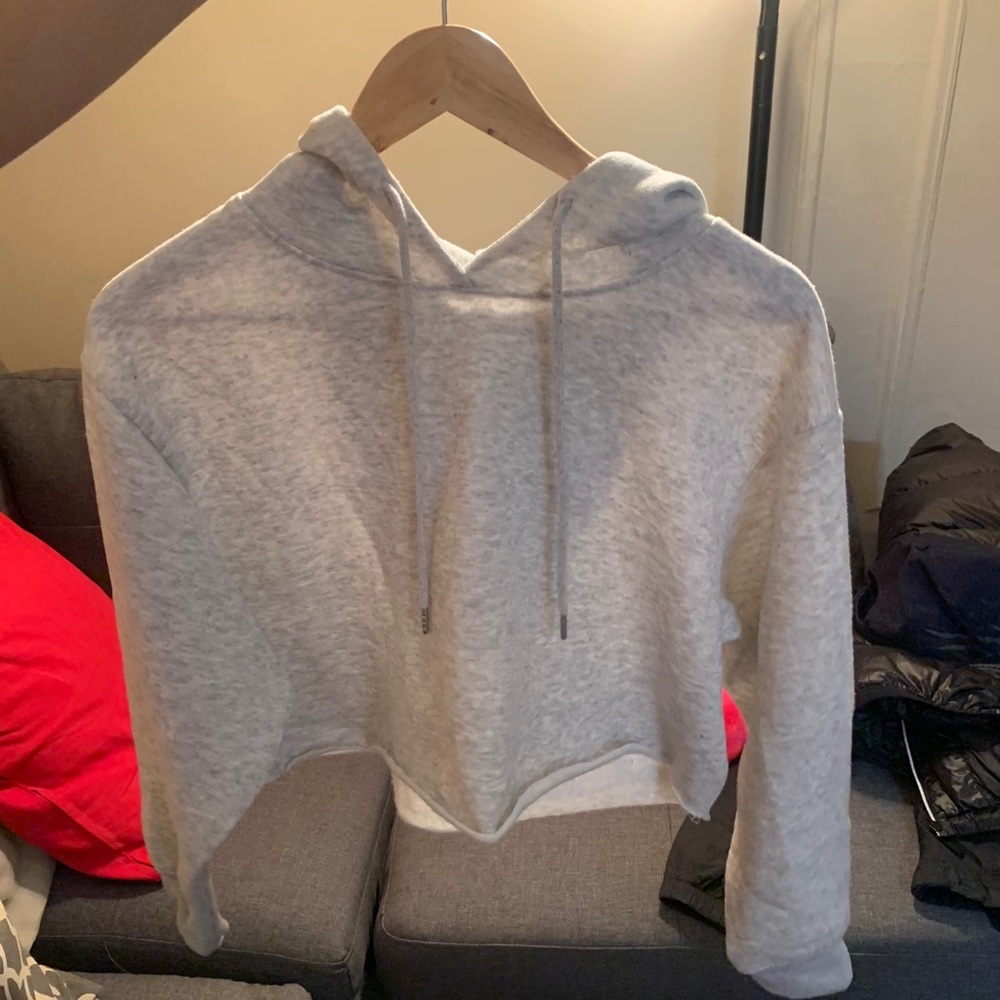 NWOT Gray Crop-Top Hoodie